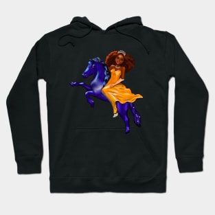 Black anime princess on horse ! A beautiful black girl with Afro hair, brown eyes, Cherry pink lips and dark brown skin. Hair love ! Hoodie